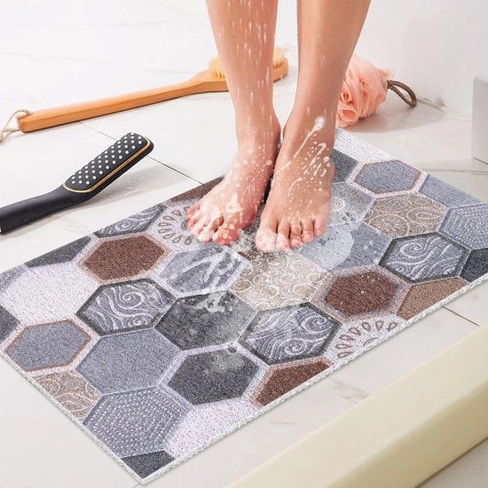 Mat antiscivolo per doccia con fori di scarico, pvc-luffa, mat massaggio per ambienti umidi, asciuga rapidamente, 40 x 60 cm