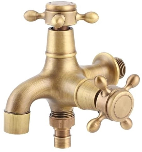 Acquasplash - Retro Stile - Manopola Singola - Doppio Rubinetto di Scarico - Finitura a Specchio Antico - Resistenze alle Sollecitazioni - Senza Perdite - Rubinetto con Manopola Singola