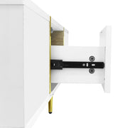 Tavolino da salotto con 2 Cassetti; Bianco Lucido con Dettagli in Metallo Dorato; Stile Moderno; in MDF; 100×60×41;5 cm