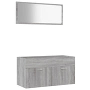 Set Mobili da Bagno | Armadio da bagno 2 pz Grigio Sonoma in Legno Multistrato