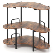 Tavolino bar per liquori 120 x 66 x 102 cm con 3 ripiani e portabicchieri in stile industriale in legno marrone rustico 20_0010592