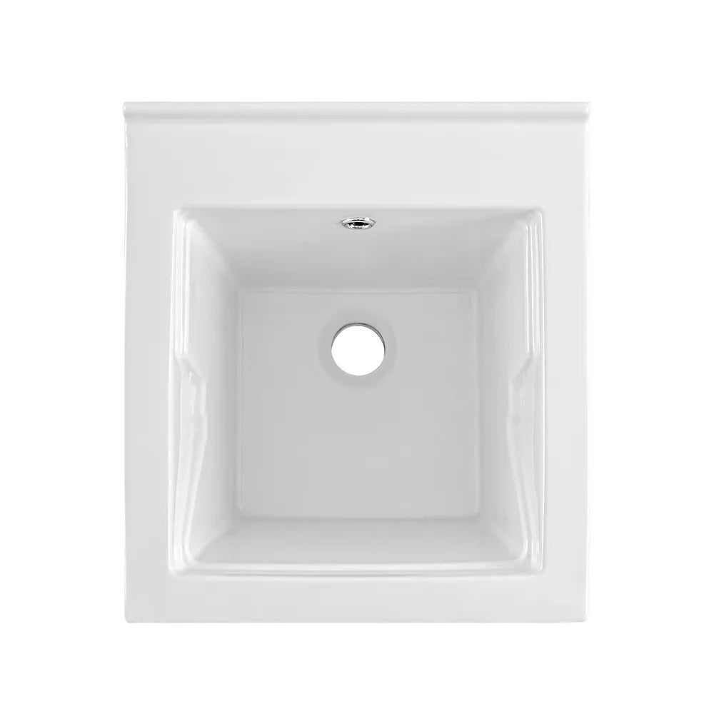 Vasca lavatoio 45x50 cm in ceramica bianca da installare da incasso