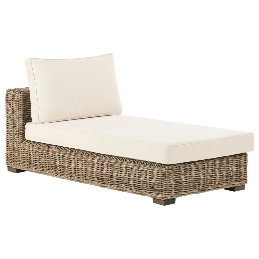 Set di conversazione da giardino grigio in rattan naturale divano da esterno con tavolino sinistro
