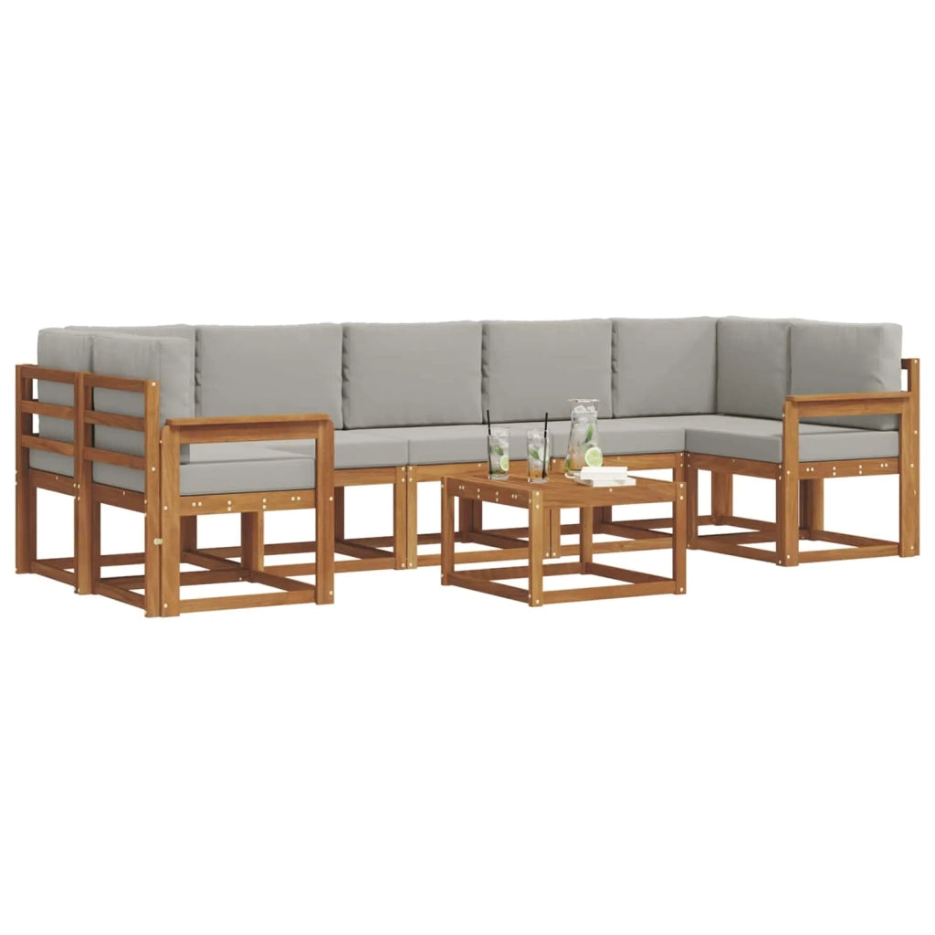 Set di divani da esterno 8 pcs Grigio Naturale e Chiaro 3366139