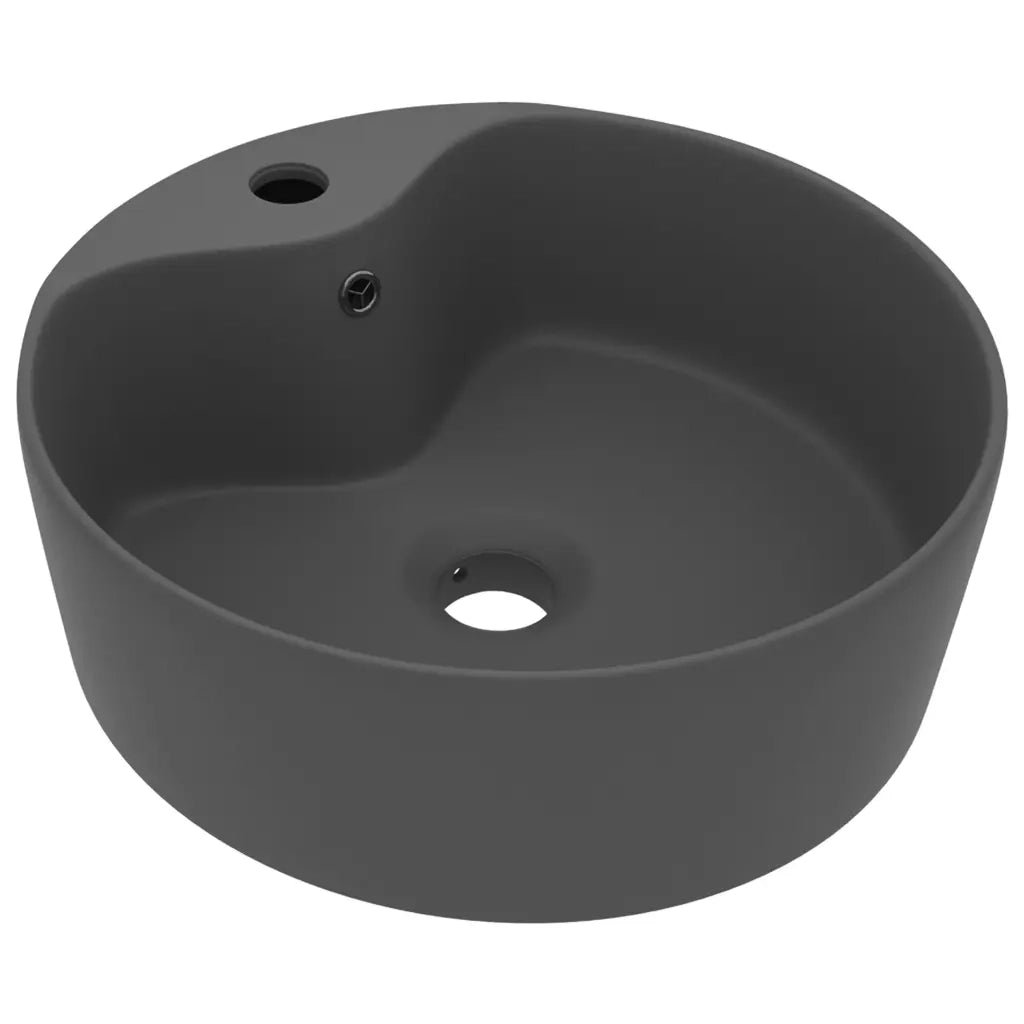 Lavandino-Lavello con Troppopieno Grigio Scuro Opaco 36x13 cm Ceramica
