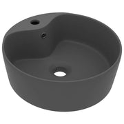 Lavandino-Lavello con Troppopieno Grigio Scuro Opaco 36x13 cm Ceramica