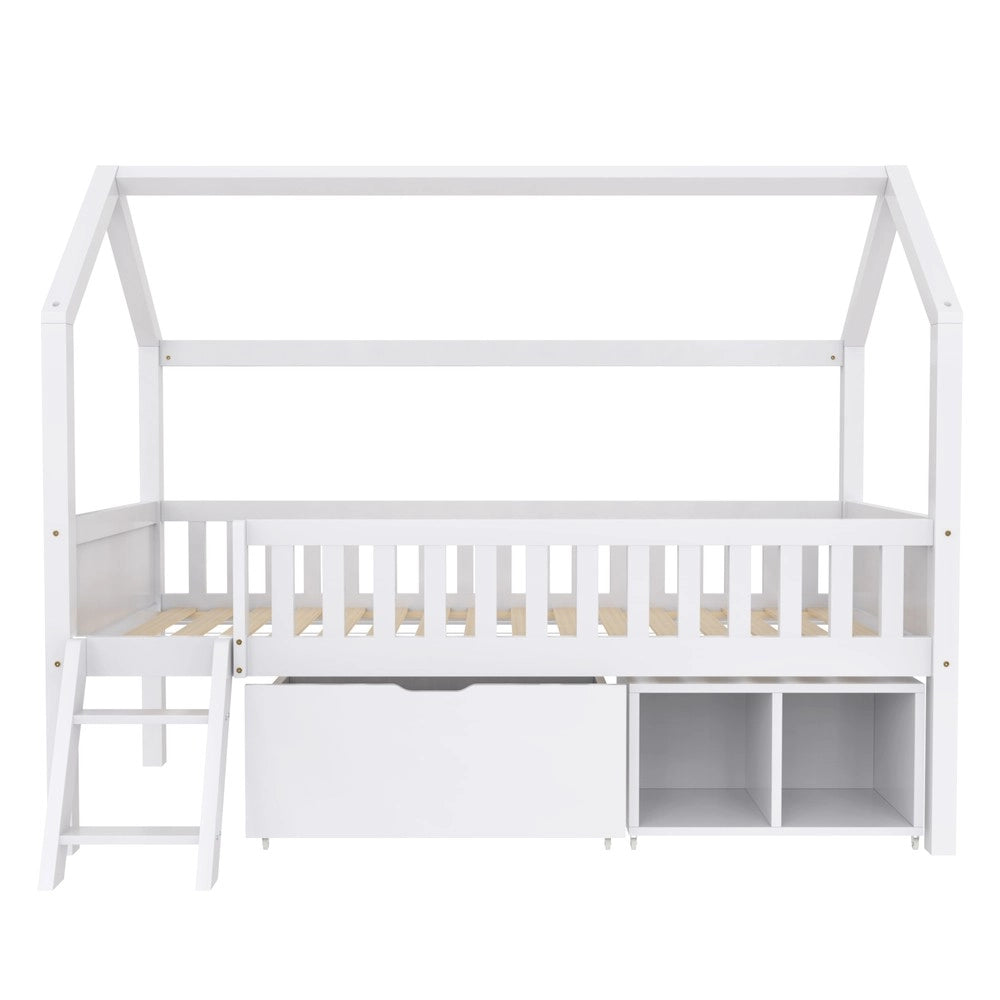 Letto Singolo Bambini con Cassetti e Rete ¨C MINIMAL ¨C Bianco 90x200