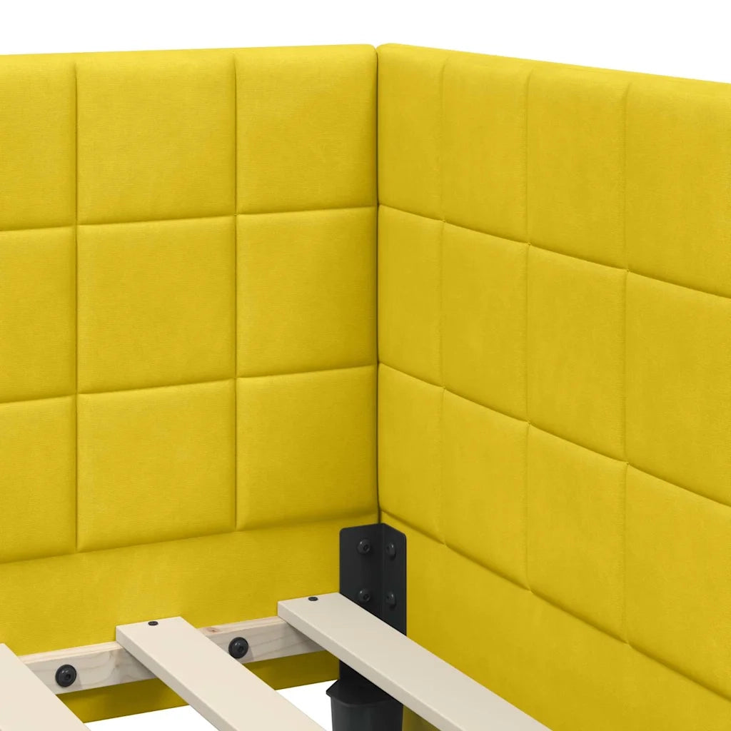 Cornice del letto ad angolo Giallo 80 cm x 200 cm Velluto 42016374