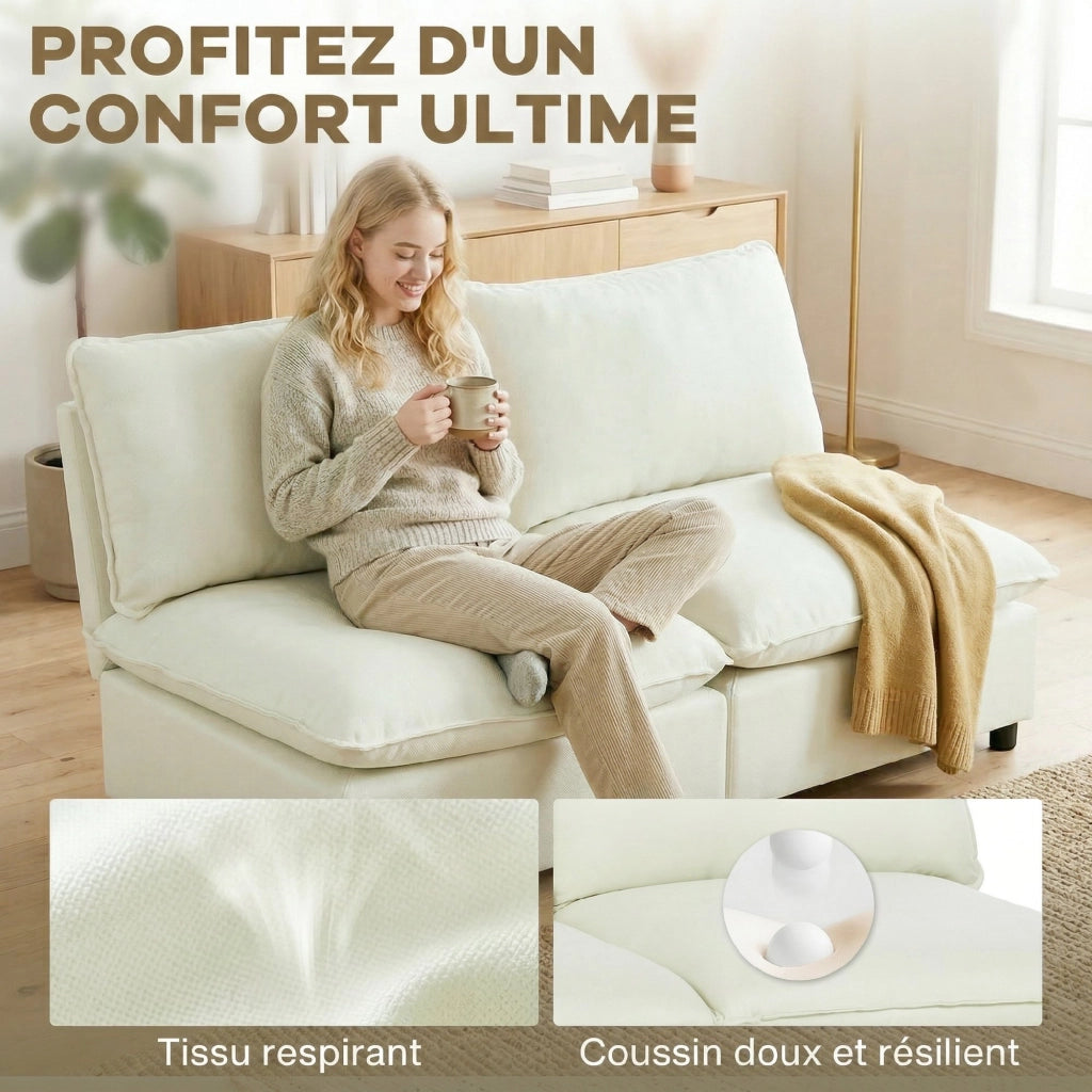 Divano 2 posti modulabile ¨C zephmum ¨C crema 146 cm senza braccioli