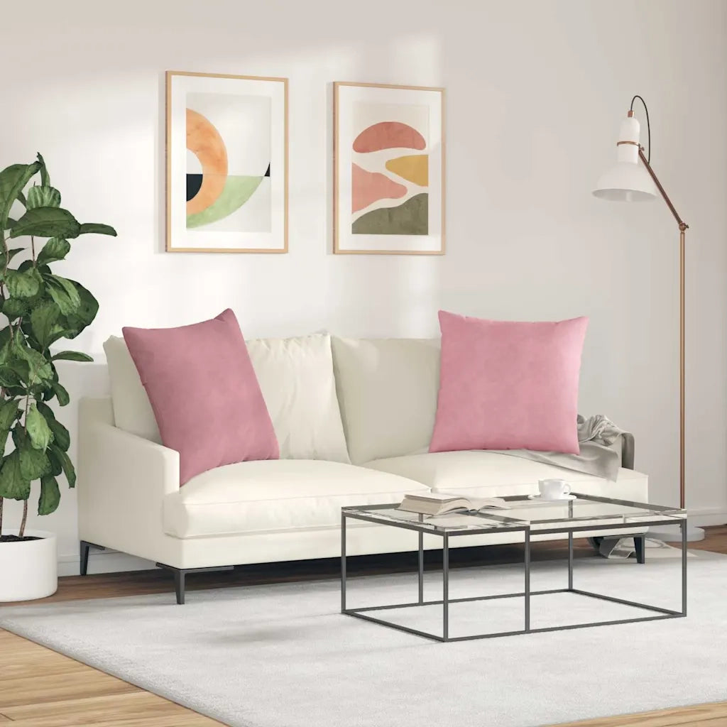 Cuscini da Divano 2 pz | Cuscini per sedie Rosa 60 x 60 cm Tessuto in Cords