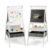 Cavalletto per bambini 3 in 1 54 x 46 x 101,5 cm con pratico contenitore e design educativo in MDF bianco 20_0011419