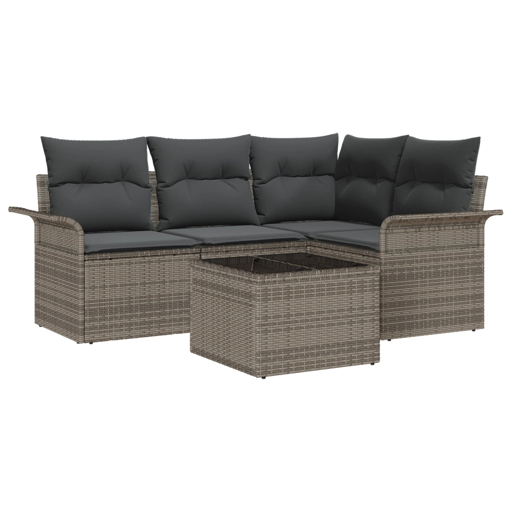 Set Divano da Giardino di 4 Pezzi con Cuscini Rattan Nero