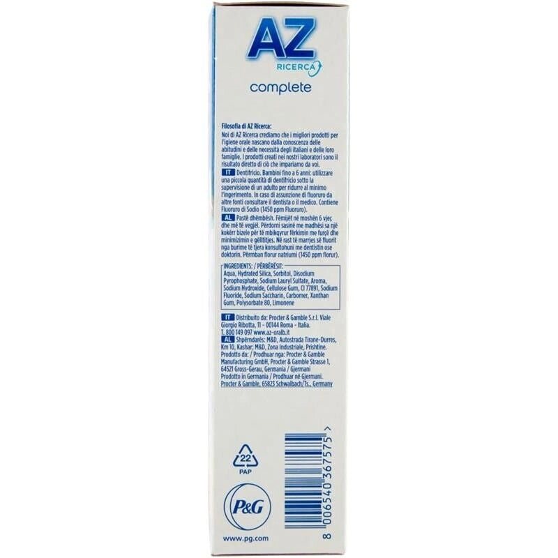 AZ COMPLETE DENTIFRICIO IN FORMATO DA 65ML EXTRA WHITE
