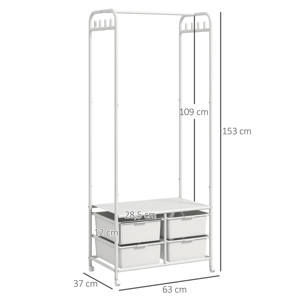 Appendiabiti con scaffale e cestini per scarpe ¨C Zephmum ¨C Bianco 63x37x153 cm