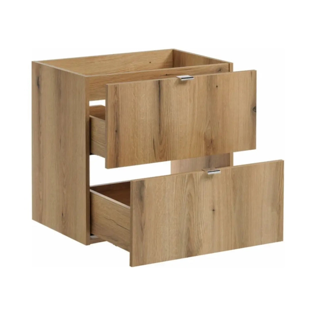 Set da bagno sospeso VANO in rovere e bianco 120cm: mobile sottolavabo con cassetti + piano per lavabo