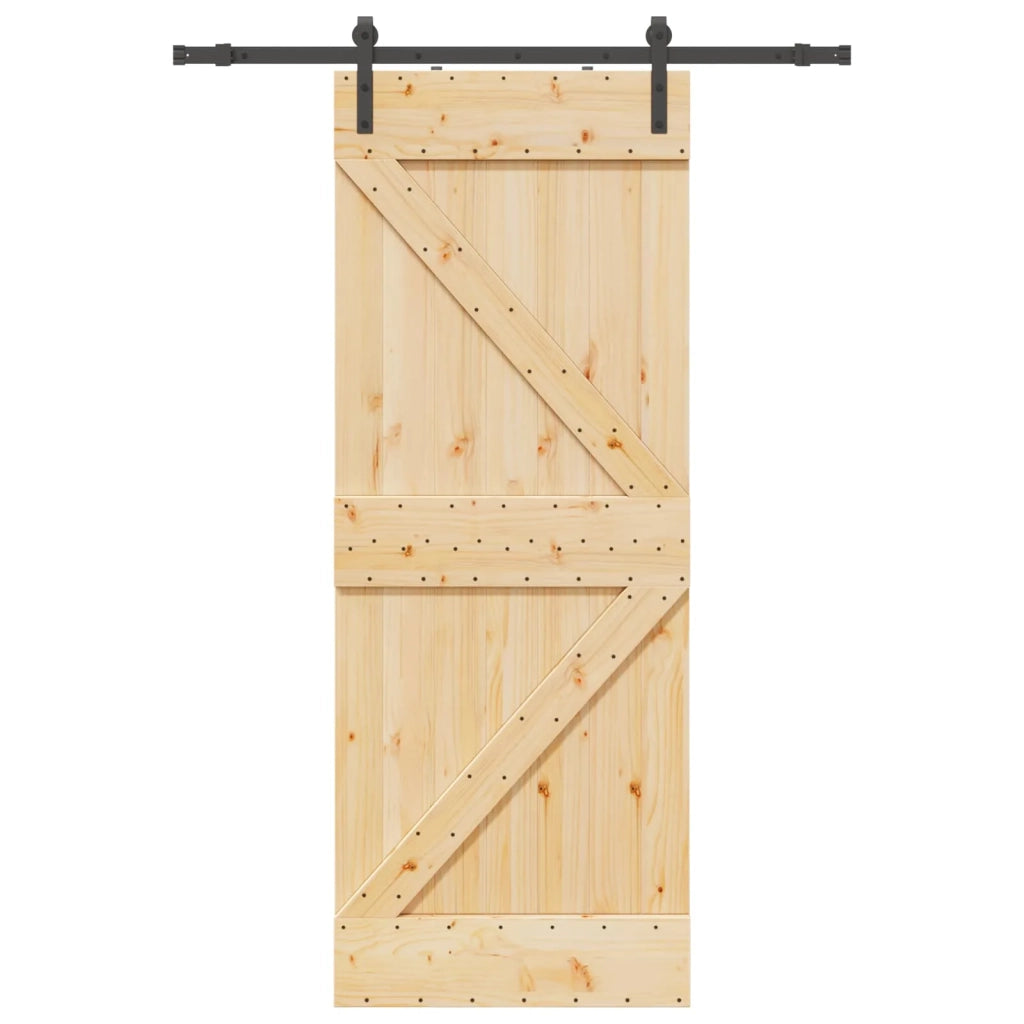 Porta scorrevole NARVIK Naturale e Nero 80 x 210 cm (152,5 cm)