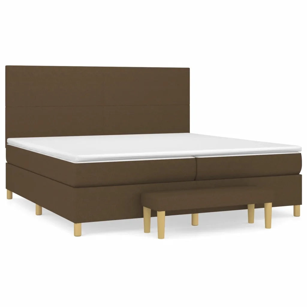 Giroletto a Molle con Materasso Marrone Scuro 200x200cm Tessuto 3137024