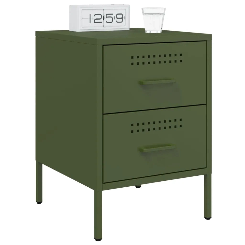 Comodino Verde Oliva 36x39x50,5 cm in Acciaio 842930