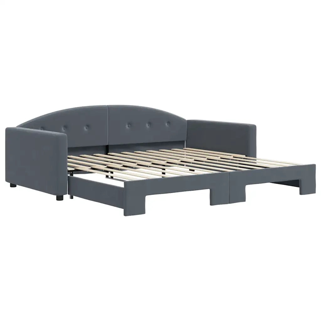 Divano letto | Sof¨¤ letto | Letto singolo Estraibile Grigio Scuro 100x200 Velluto