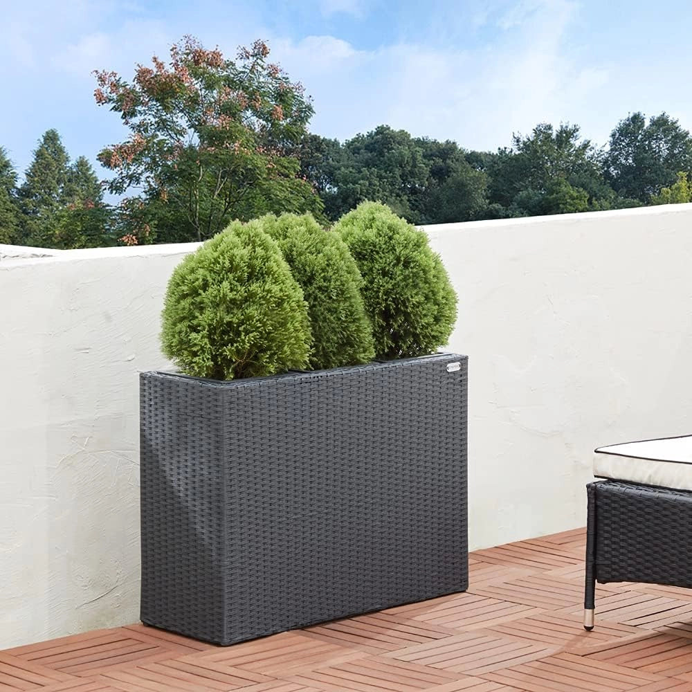 ® Fioriera 3 Vasi 83 x 30,5 x 60 cm Polyrattan Portafiori Giardino Esterno Interno Drenaggio Acqua Arredo Giardinaggio