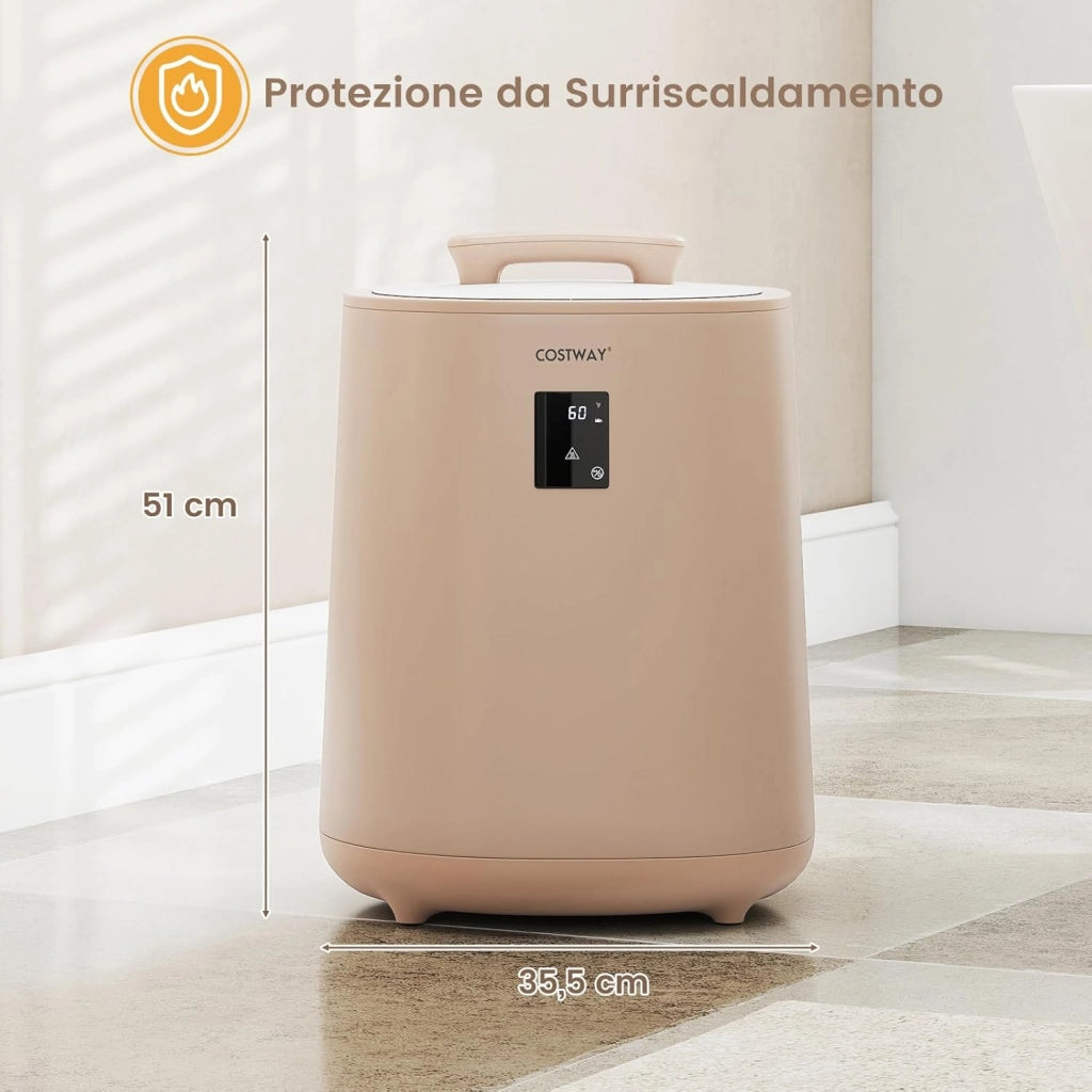 COSTWAY Scalda Asciugamani per Bagno, Scalda Coperta Grande 18 L con Display LED & Spegnimento Automatico, Secchio Portatile per Asciugamani Caldi per 2 Asciugamani, Accappatoi e Coperte (caffè)