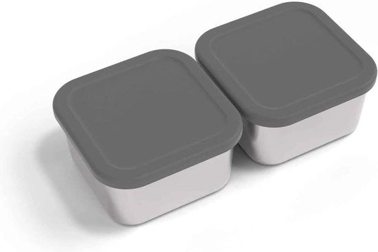 Set di Picnic per 2 Personali con Scatola di Cibo in Acciaio Inossidabile Chiusura Ercolino - Scatola di Cibo Elettrica con Compartimento - Picnic per Ufficio - Colore Grigio - Design Compatto e Duraturo