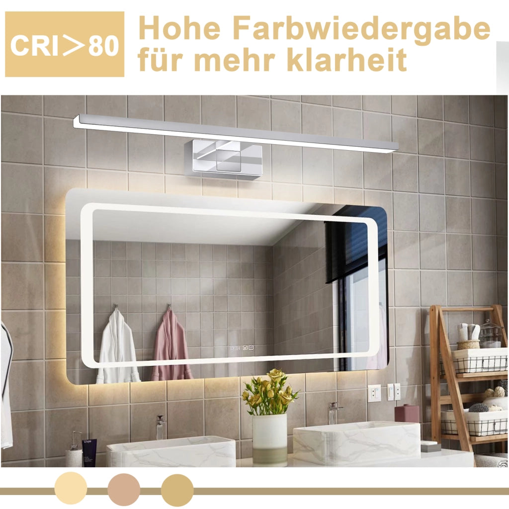 ZMH Lampada da Specchio per Bagno LED 12W a Parete Luce Neutra 4000K 60cm Moderna Cromata per Specchio Armadio