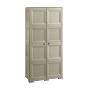 ARMADIO 2 ANTE TAUPE 79X43X164 CM CON 4 SCOMPARTI E VANO PORTASCOPA – MOBILE ALTO ORGANIZZAZIONE CASA PER INGRESSO E LAVANDERIA