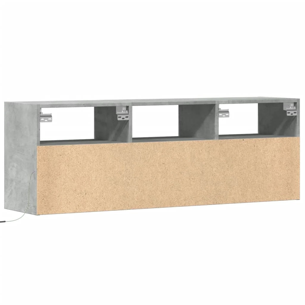 Mobile TV multimediale scaffale TV credenza mobile TV sala da pranzo soggiorno camera da letto montaggio a parete con luci LED 130 x 31 x 45 cm grigio 02_0027859