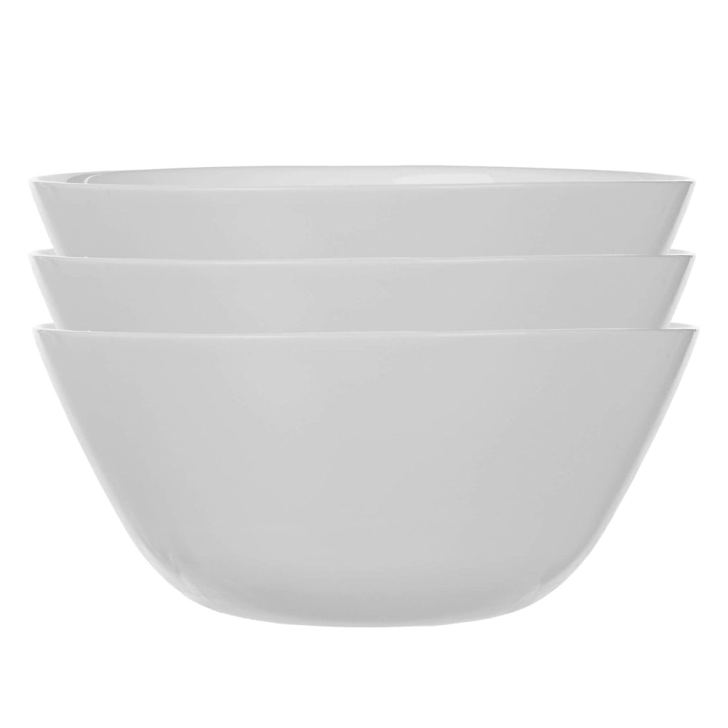 Set di 3 ciotole in vetro KADAX da 18 cm per insalata, zuppa e snack, colore bianco.