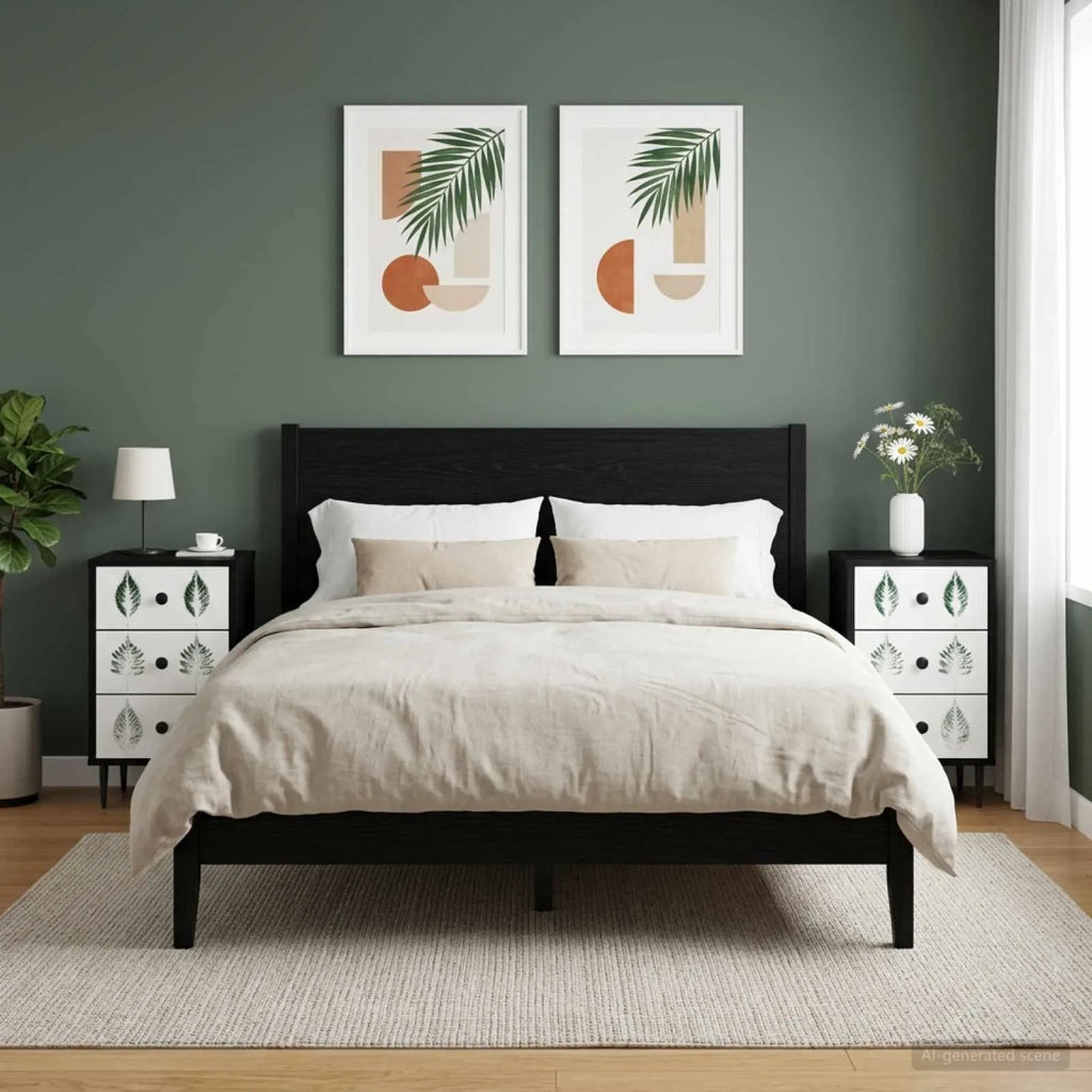 Armadio da Notte HANAU 2 pz Rovere Nero 36 x 33 x 61 cm 8007342