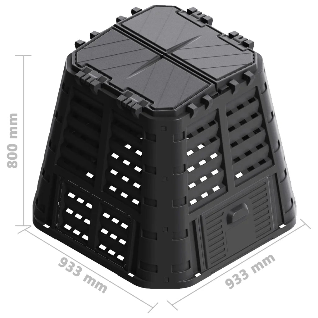 Compostiera da Giardino Nera 93,3x93,3x80 cm 480 L CFW1882122