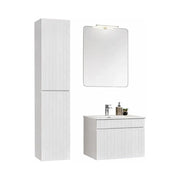 Set ICON bianco: mobiletto sotto lavabo 60cm + lavabo da incasso bianco + specchio + lampada LED + colonna