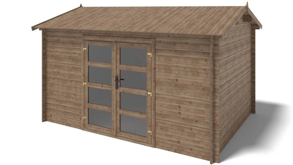 Casetta da giardino in legno - 12m2 - 4x3m - impregnata - 28mm - colore: marrone - DOM677 - ALTANKA