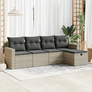Set Divano da Giardino 5pz con Cuscini Grigio Chiaro Polyrattan 3325368