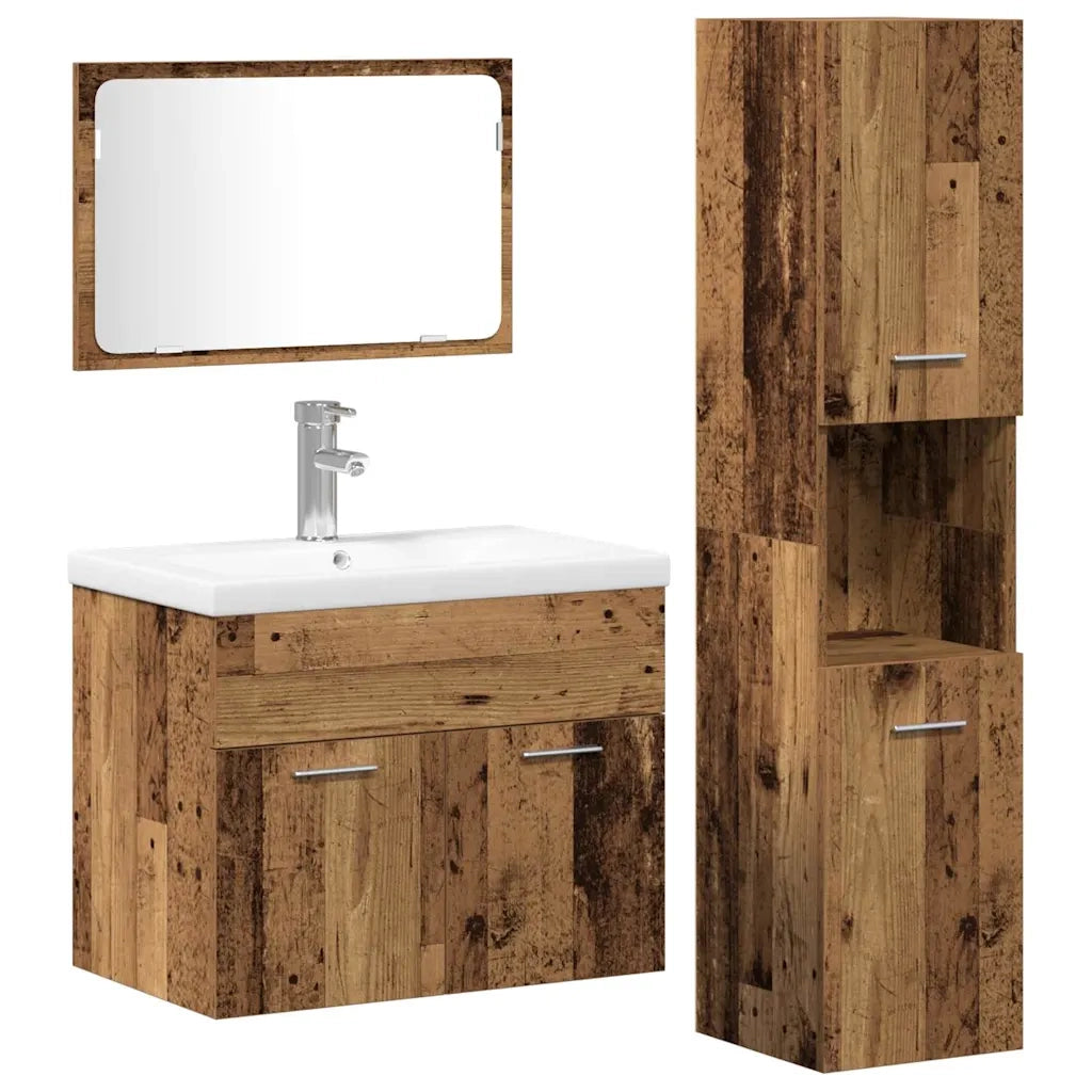 Set di mobili per il bagno 4 pcs Marrone Legno multistrato 3332580
