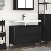 Mobile Lavabo da Bagno-Armadietto da bagno con Cassetti Rovere Nero 90x34,5x60 cm