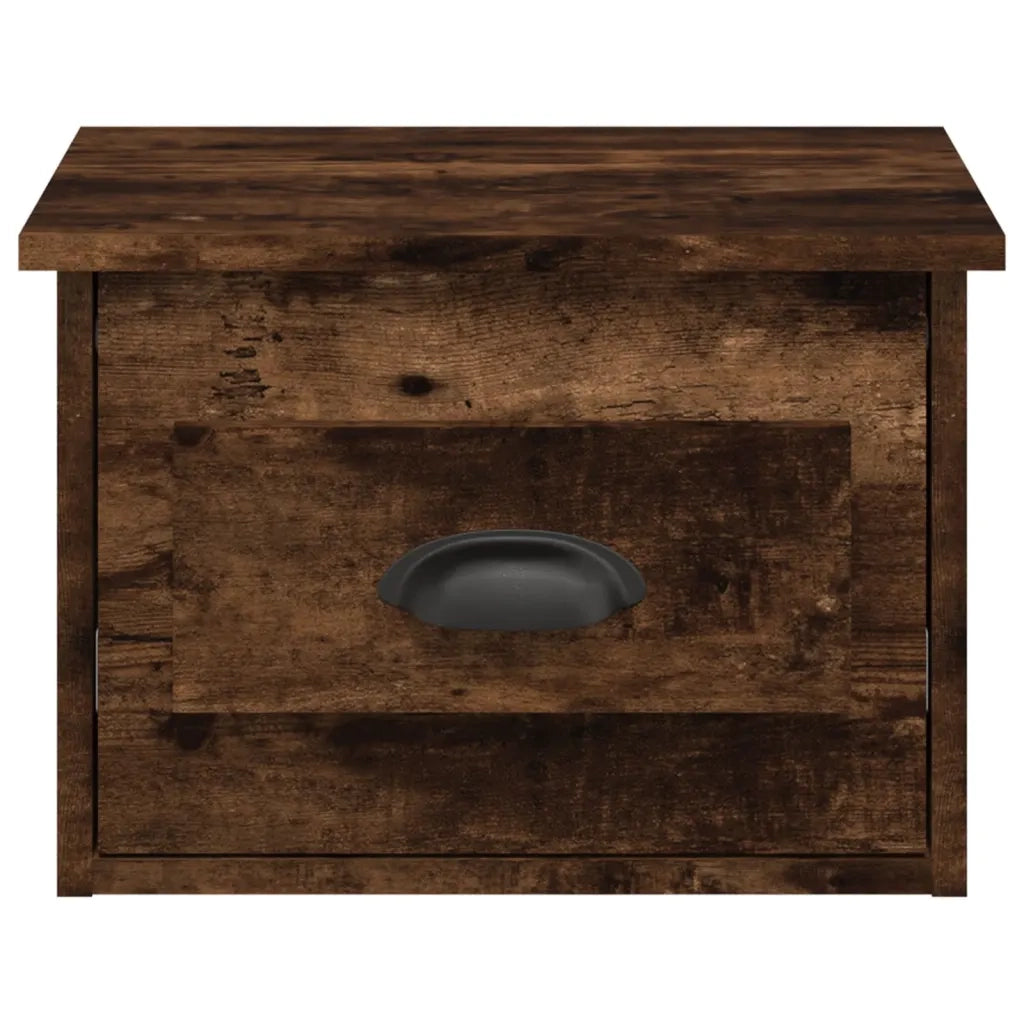 Set di 2 Comodini | Armadio da Notte | Mobiletto da notte a Parete Rovere Fumo 41,5x36x28 cm