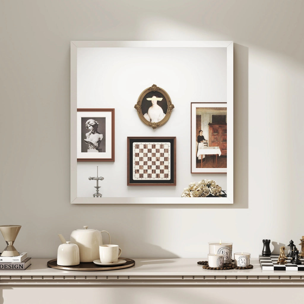 Specchio da parete quadrato ¨C zephmum ¨C bianco legno 50x50 cm