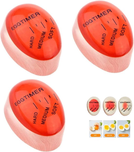 Timer per uova 3 pezzi allarme uova colore rosso timer sensibile al calore cambiamento di temperatura e di cottura per le uova selezionare la maturità delle uova in base alla temperatura e ai tempi di cottura