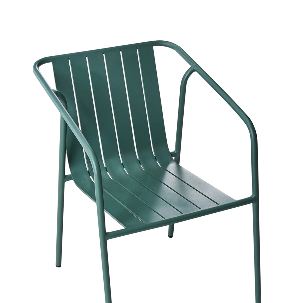 Set di 4 sedie da giardino con cuscini Finitura verniciata a polvere Alluminio impilabile Metallo verde