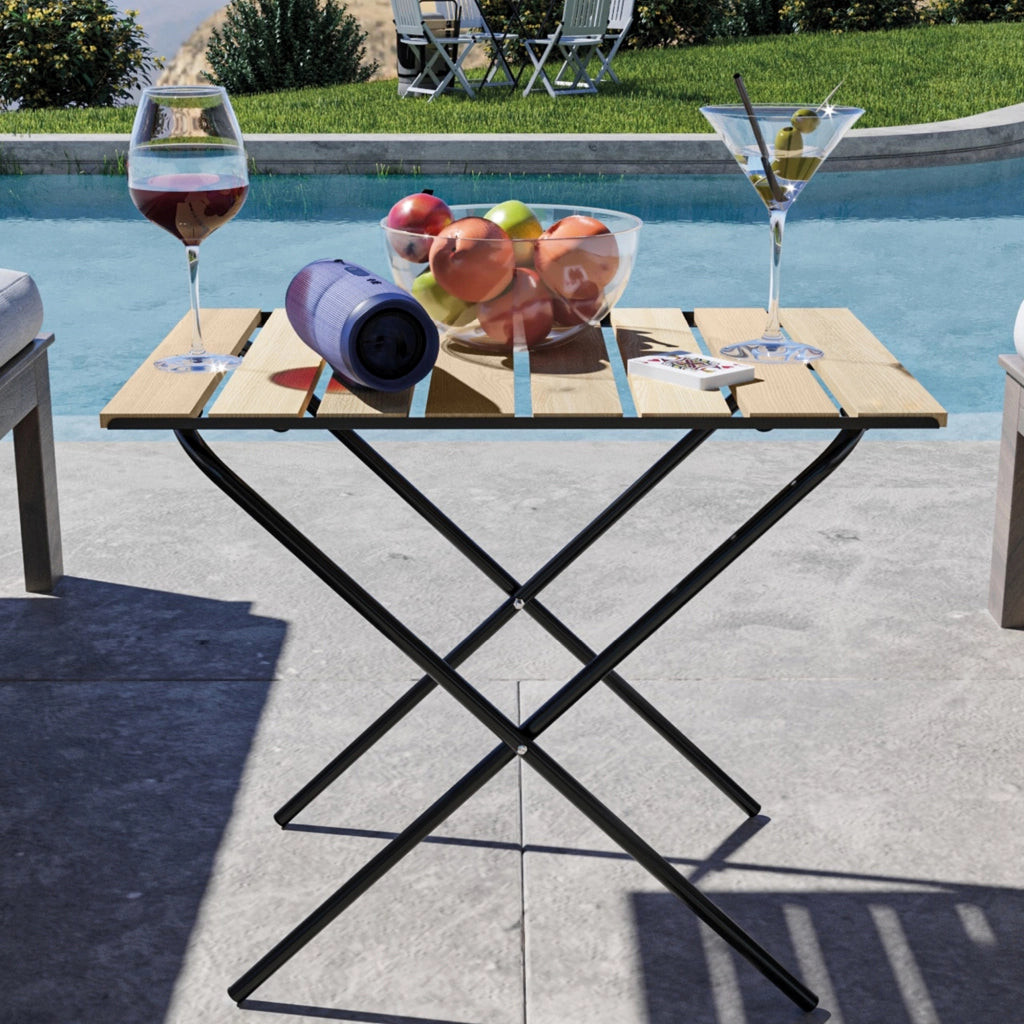 Tavolo Pieghevole Cavallino da Picnic con Piano Legno Naturale [en.casa]
