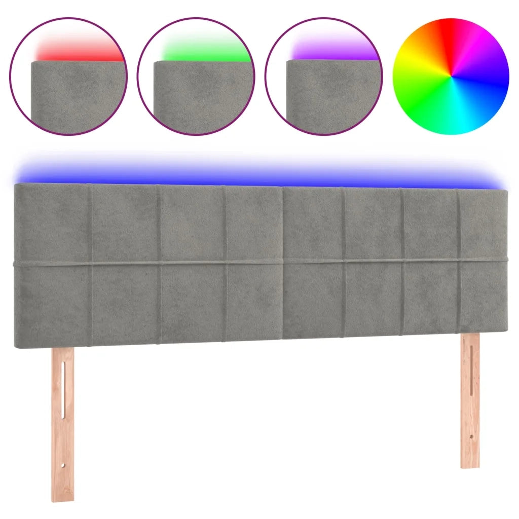 Testiera a LED Grigio Chiaro 144x5x78/88 cm in Velluto 3121660