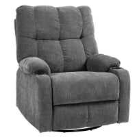 Poltrona Relax con Poggiapiedi, Poltrona Reclinabile, Girevole, fino a 150 kg, Struttura in Acciaio, 88x96x108cm, Grigio Scuro