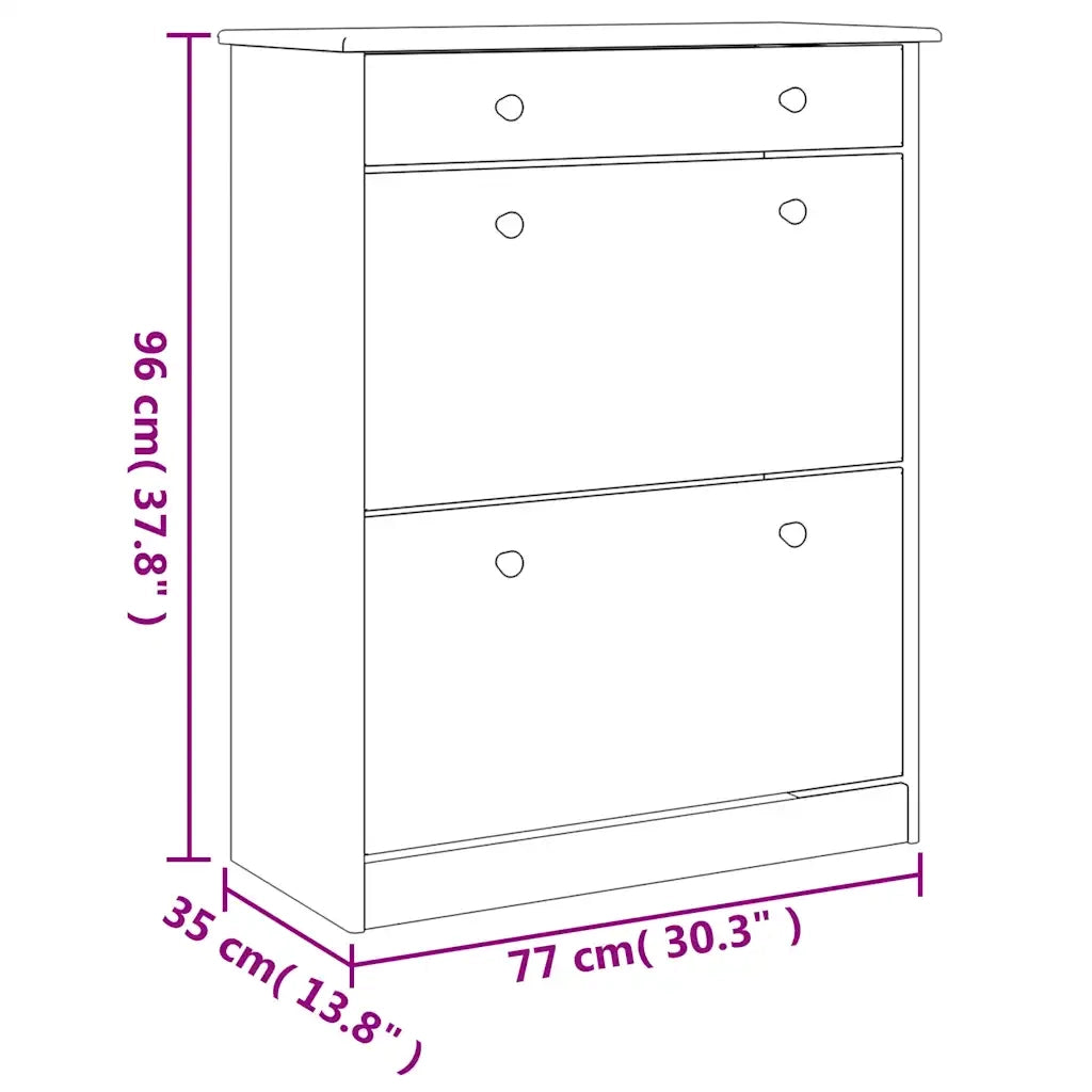 Scarpiera | Mobile per scarpe ALTA Bianca 77x35x96 cm in Legno Massello di Pino
