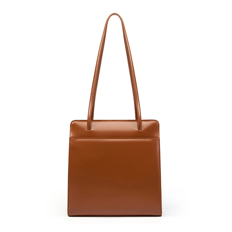 Borsa a secchiello in vera pelle, borsa da sposa retr¨° marrone