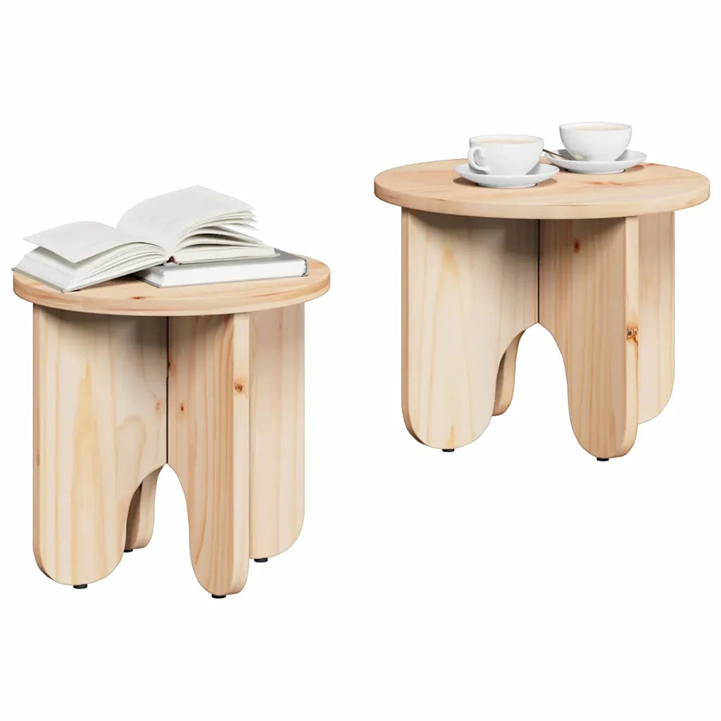 Tavolino da salotto 2 pcs Naturale Legno massello di pino 873553