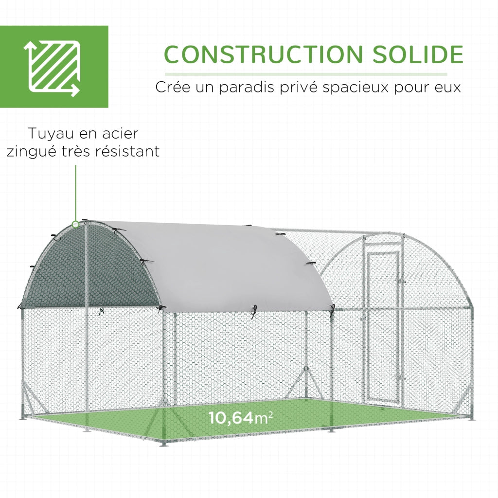 Recinto per polli 10,64 m2 ¨C zephmum ¨C 2,8x3,8x1,97 m grigio