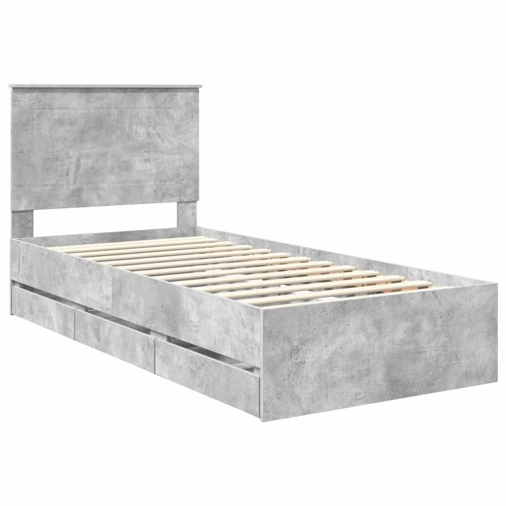 Struttura del letto con cassetto Grigio cemento 90 x 190 cm 3409499