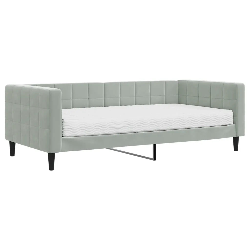 Divano letto | Sof¨¤ letto | Letto singolo con Materasso Grigio Chiaro 90x190 cm in Velluto